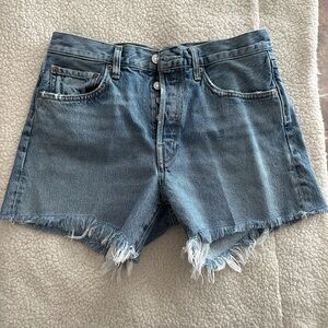 Agolde Parker long denim shorts